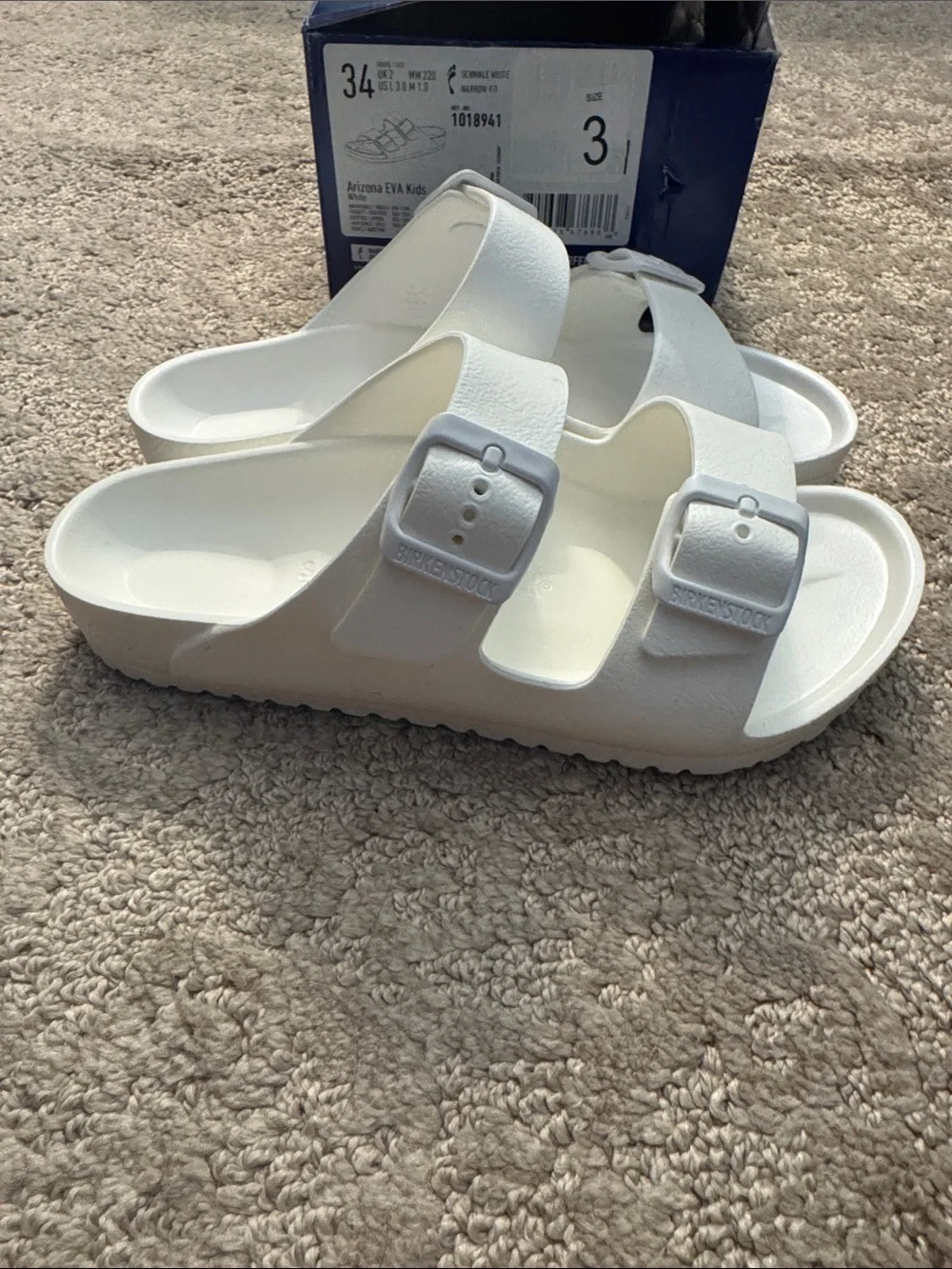 Birkenstock White Kids Arizona EVA Slide Sandals